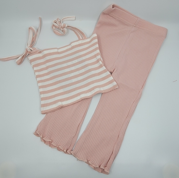 Buy 2 get 1 free - Girl 3-4 years old Ribbed Sleeveless Blush Pink Top Set - Picture 1 of 3